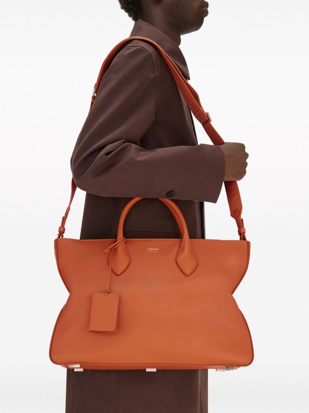 New Season Ferragamo logo-print leather tote bag