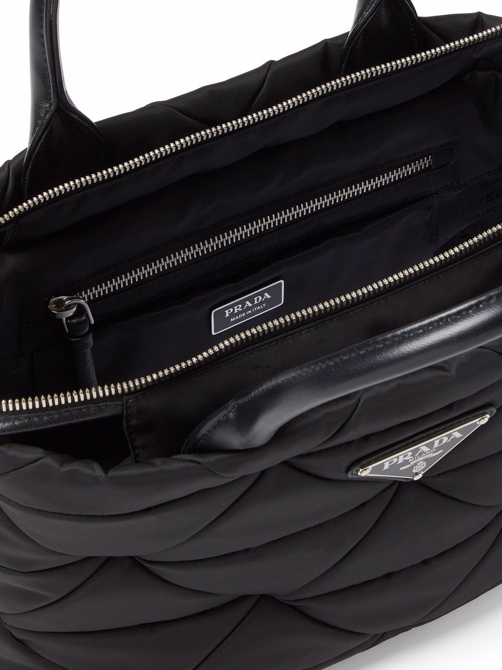 Pra*a re-nylon triangle-logo plaque padded tote bag