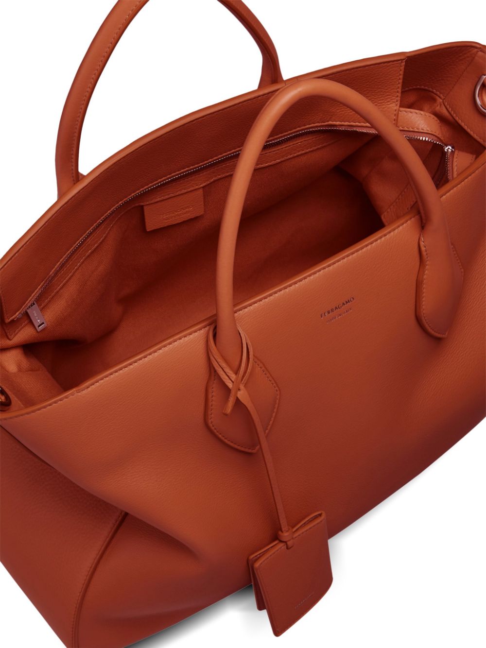 New Season Ferragamo logo-print leather tote bag